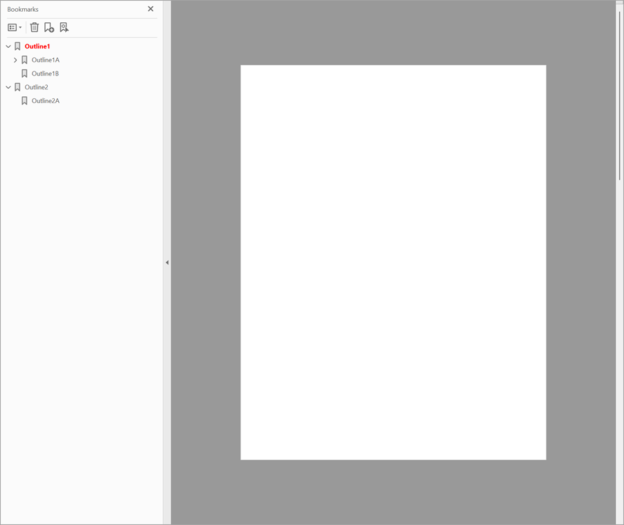 A PDF with bookmarks illustrating using Outline class.